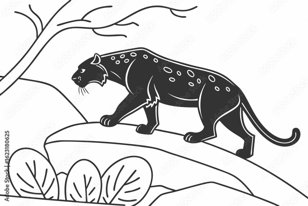 Fototapeta premium coloring page line art the puma black vector