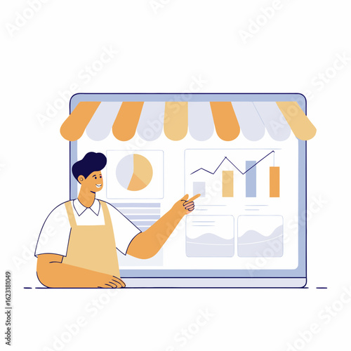 Restaurant Owner Analyzing Digital Sales