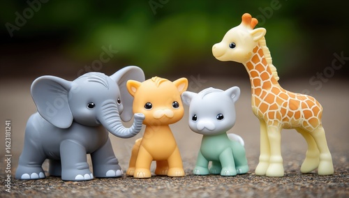 Four animal figurines elephant, cat, cat, giraffe