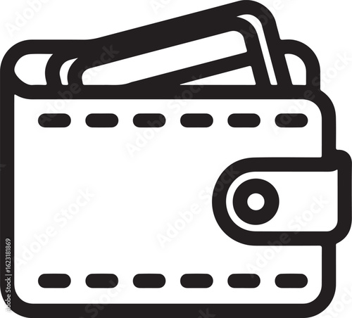 Simple line art icon of a wallet filled with credit cards