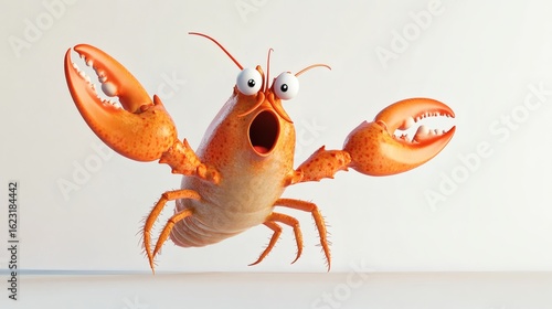 A surprised lobster in a cartoon style.