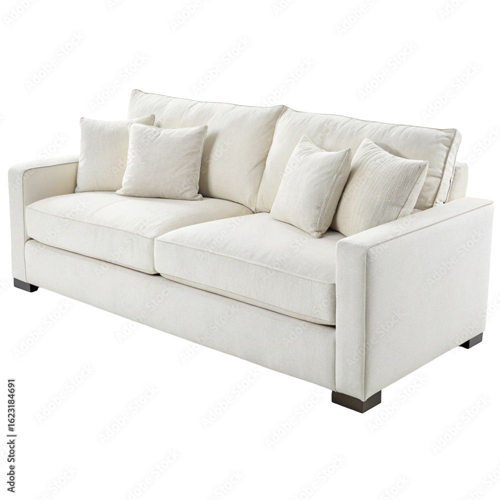 Obraz premium Modern and comfortable white sofa with cushion perfect for stylish home or office interiors 