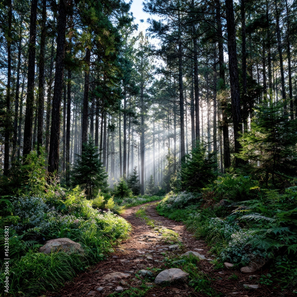 Obraz premium Sunlit forest path (2)