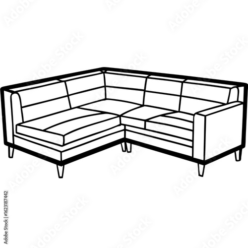 Corner Sectional Sofa Line Art Illustration