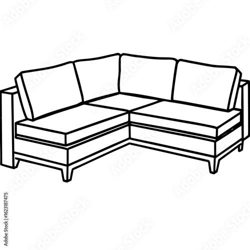Corner Sectional Sofa Line Art Illustration