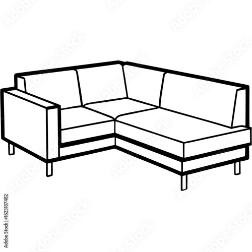 Corner Sectional Sofa Line Art Illustration