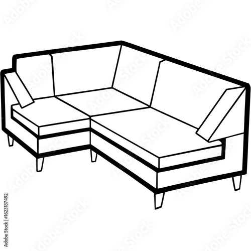 Corner Sectional Sofa Line Art Illustration