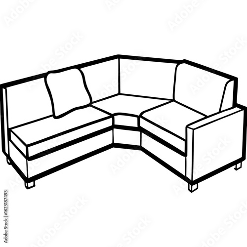 Corner Sectional Sofa Line Art Illustration