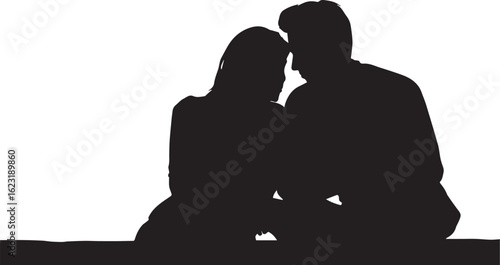 Silhouette of Two People Sitting Close Together Conveying Intimacy and Connection
