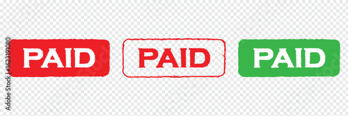 Paid red rubber stamp graphic design vector, stencil business illustration, payment money fee icon, bank invoice office fee .Vector illustration. EPS 10 .
