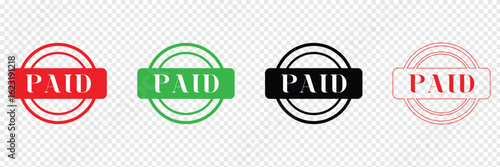 Paid red rubber stamp graphic design vector, stencil business illustration, payment money fee icon, bank invoice office fee .Vector illustration. EPS 10 .