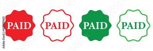 Paid red rubber stamp graphic design vector, stencil business illustration, payment money fee icon, bank invoice office fee .Vector illustration. EPS 10 .