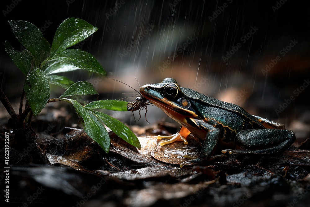 The frog catches a fly The frog catches a fly