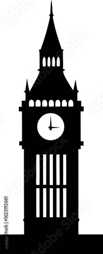 big ben clock tower silhouette vector, clock tower black symbol