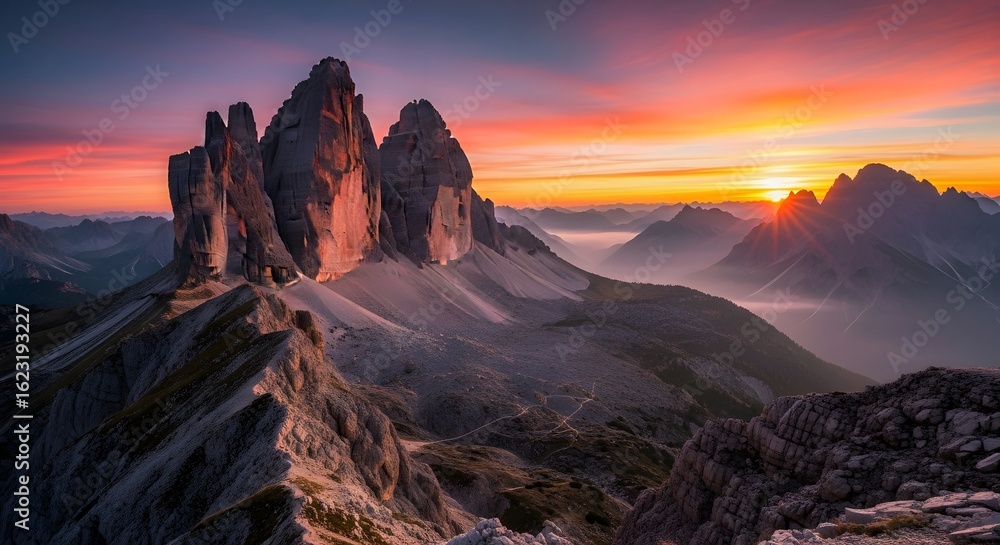 Naklejka premium sunset in mountain