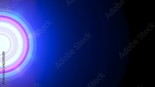 Abstract 4K Concentric Light Rings in Blue and Violet with Dark Gradient Background for Copy Space