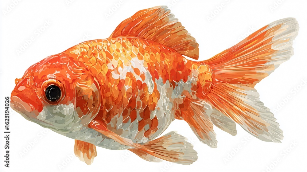 Fototapeta premium Bright Goldfish Vector Illustration on White Background for Graphic Design Projects
