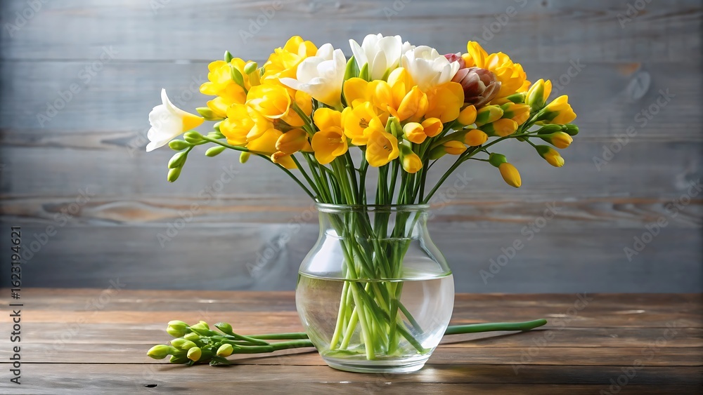 custom made wallpaper toronto digitalFreesia Stems in Clear Vase