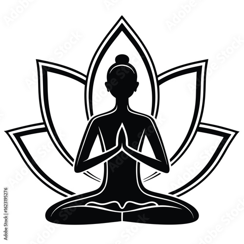 Mother and baby yoga silhouette logo design