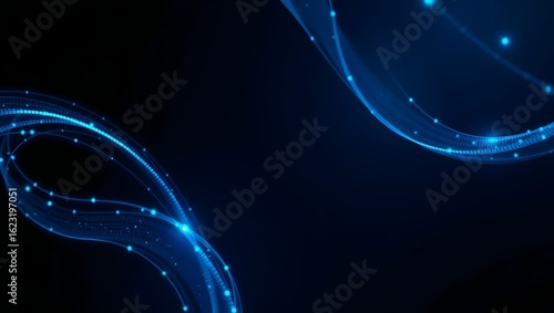 4K Glowing Blue and Teal Data Streams Background with Dark Gradient Center and Flowing Diagonal Lines