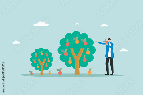 Businessman Picking Fruit from a Tree illustration
