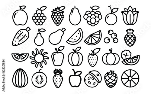 Assorted Fruit Icons apple pear