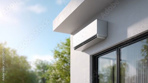 Wallpaper Mural Exterior wall air conditioner unit against a modern building Torontodigital.ca