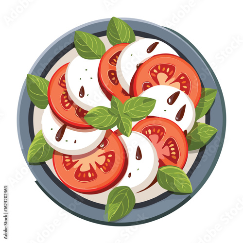 Caprese Salad with Mushrooms and Basil - Vector Illustration