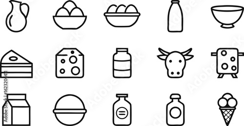 Dairy products and eggs collection food milk