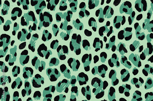 Spearmint green leopard print, fresh minty tones, flat seamless vector
