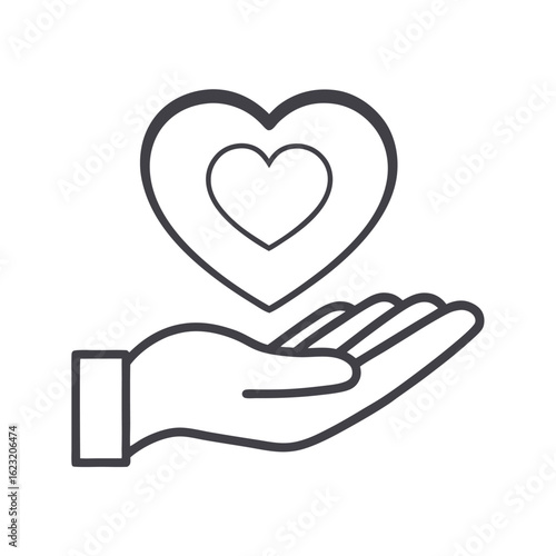 Heart in Hand: A minimalist and evocative design of a hand cradling a heart, symbolizing care and compassion.