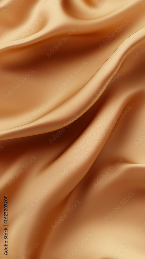 Fototapeta premium Luxurious beige fabric texture with flowing folds and elegant waves.