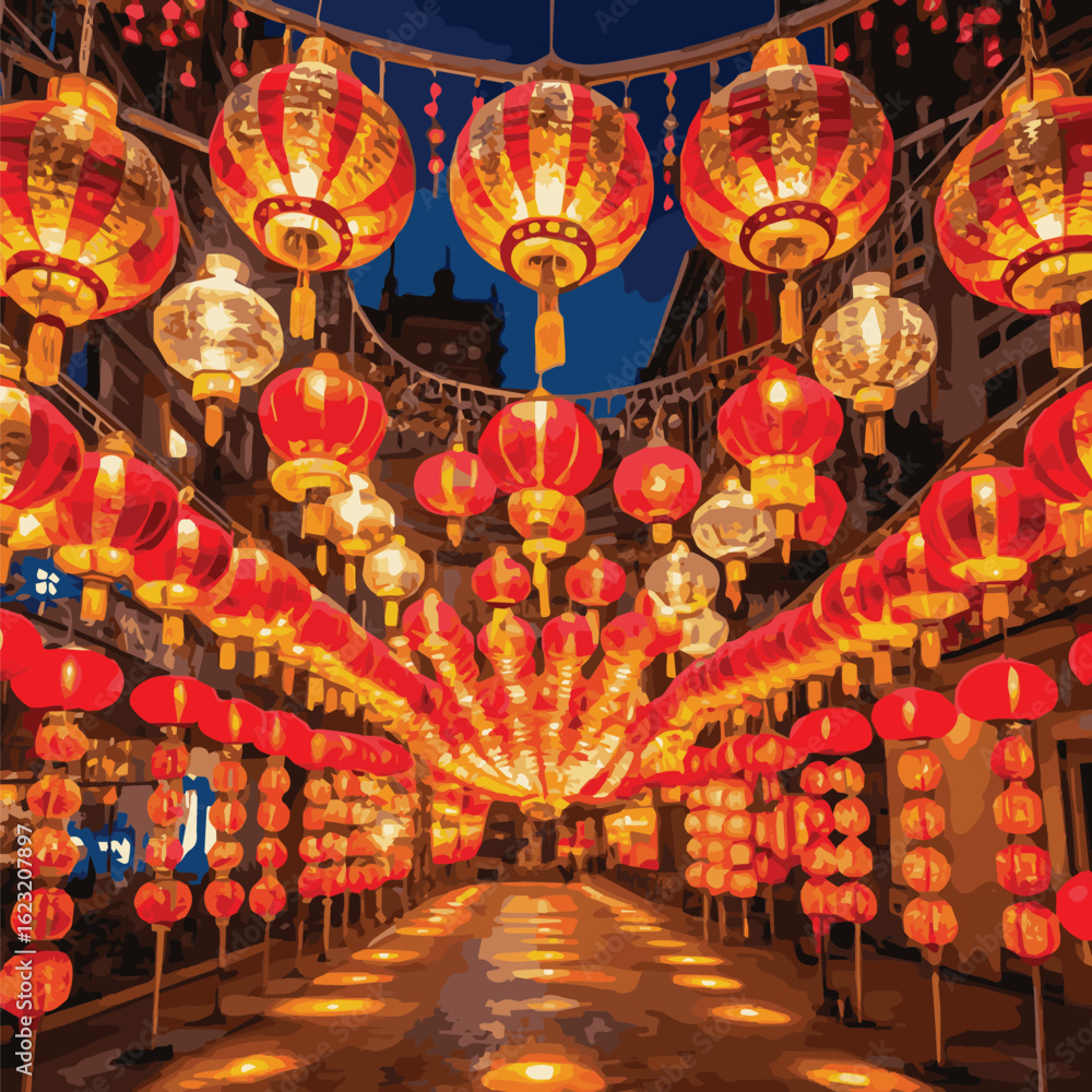 Fototapeta premium A Chinese new year and national day lights design