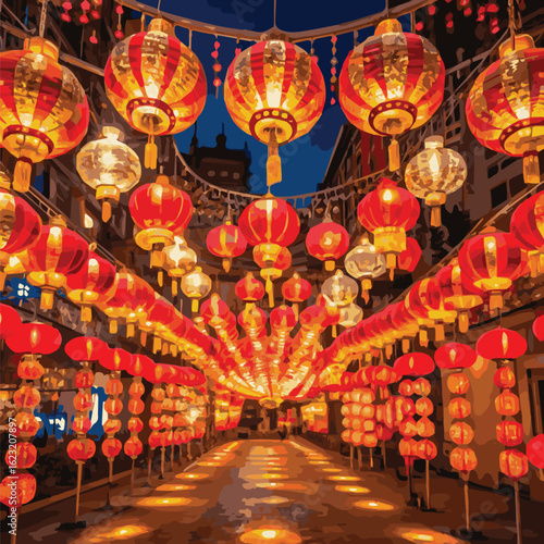 A Chinese new year and national day lights design