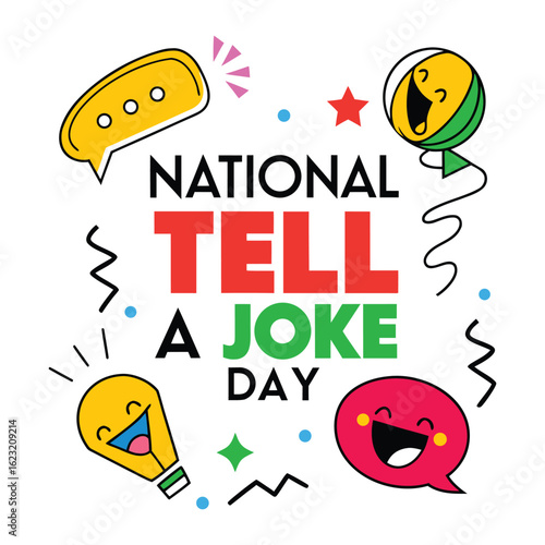 National tell a joke day celebration with fun speech bubbles and festive elements