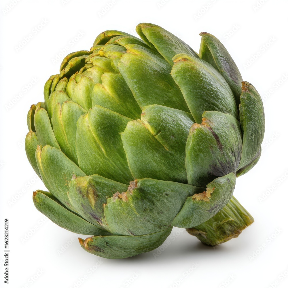 Obraz premium Fresh green artichoke vegetable isolated on white background