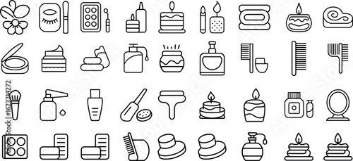 Modern Makeup line Icons Set. vector illustration