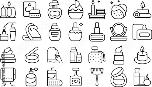 Cosmetics line Icons Set, vector illustration