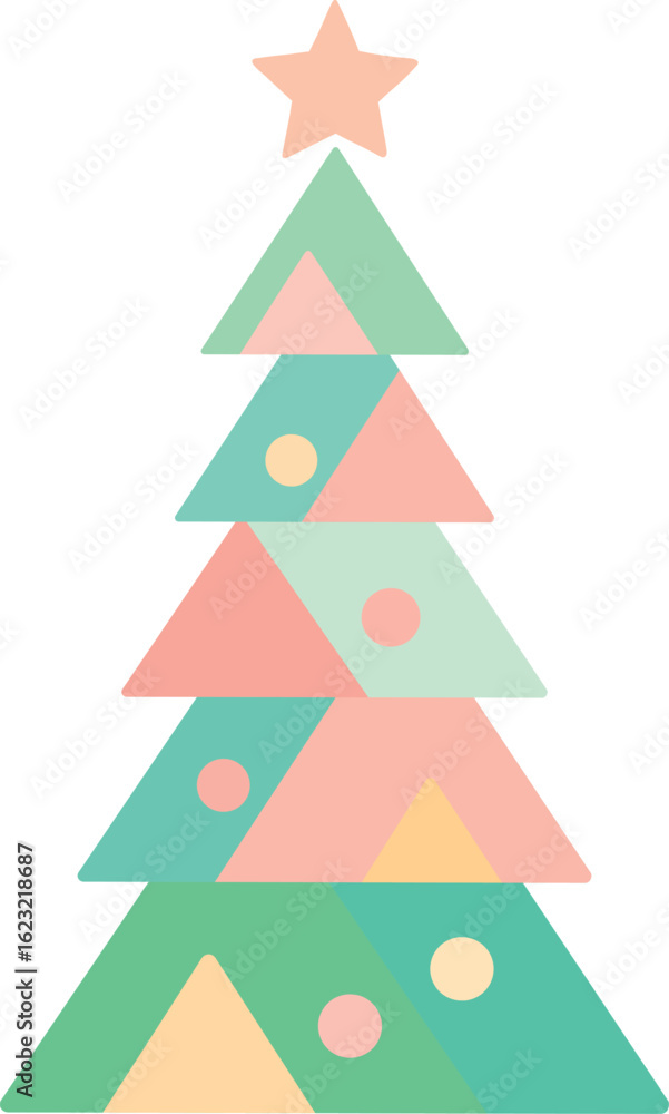 Obraz premium Geometric Pastel Christmas Tree 