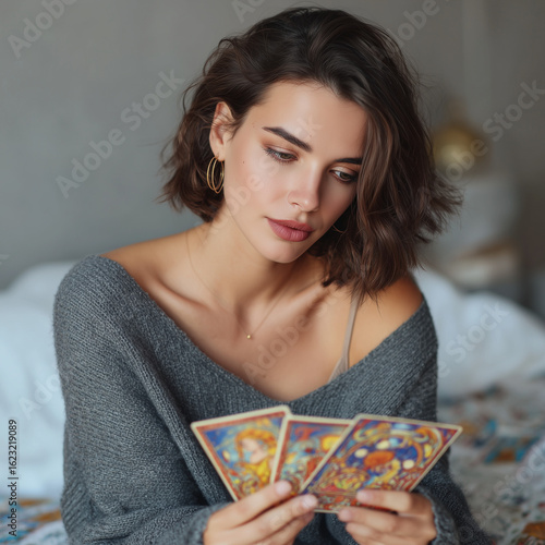 woman reading tarot cards