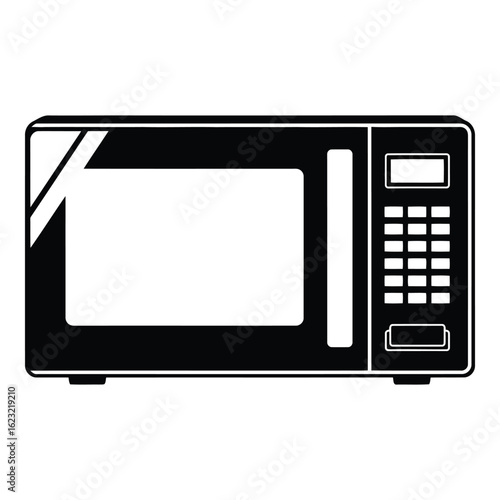 Art of black and white microwave oven isolated on white background