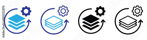 batch processing icon. vector illustration on transparent background. icon for app, website, ui, logo and banner.