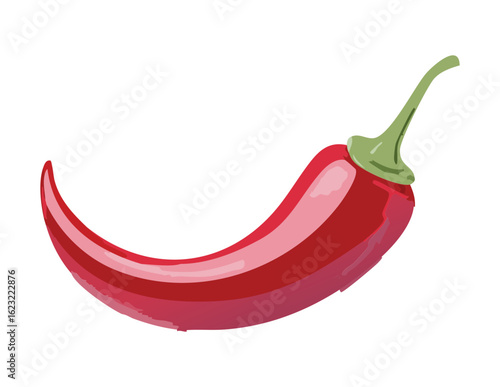 Long Red Chili Pepper Vegetable - Vector Illustration