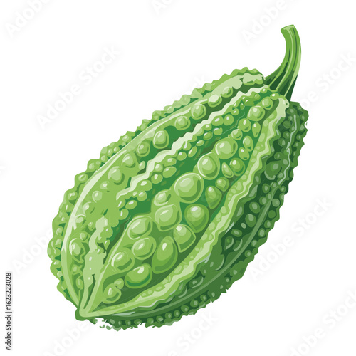 Fresh Whole Gourd with Bumpy Texture - Vector Illustration