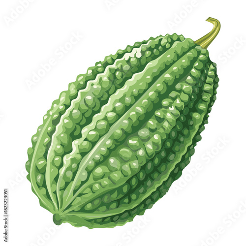 Fresh Ripe Bitter Gourd Vegetable Whole - Vector Illustration