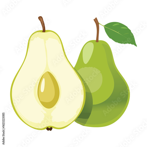 Fresh Organic Ripe Pears Healthy Food - Vector Illustration