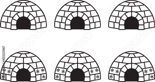 detailed ice igloo dome in antarctic scenery with frosty textures and minimalist vector design