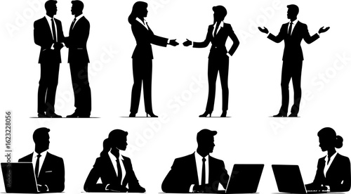Business People Silhouette Set – Black Vector Collection of Professional Human Figures
