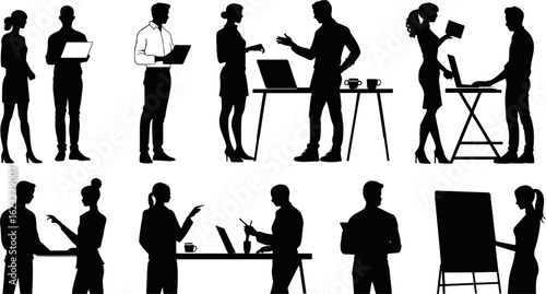 Business People Silhouette Set – Black Vector Collection of Professional Human Figures