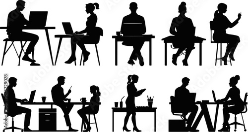 Business People Silhouette Set – Black Vector Collection of Professional Human Figures